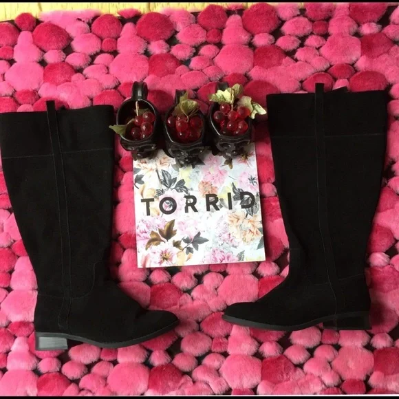Torrid Black Suede Knee High Boots Wide Calf 10W - Picture 7 of 8